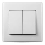 Întrerupător dublu Lezard ST pentru montaj îngropat, alb