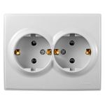 Priză Schuko dublă Lezard pentru montaj încastrat, albă
