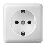 Priză simplă Schuko Lezard albă pentru montaj îngropat
