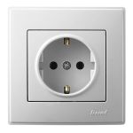 Priză Schuko simplă Lezard pentru montaj îngropat, alb