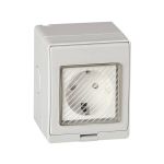 Priză simplă Schuko IP55 pentru exterior, cu capac și montaj aparent