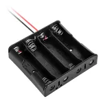 Suport pentru 4 acumulatori 18650 cu fire, contact metalic si montaj usor