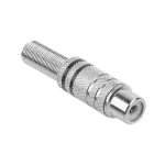 Mufă RCA mamă metalică nichelată, negru, pentru montaj pe fir