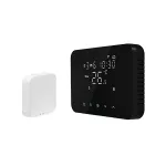 Termostat smart Zigbee Isnatch Soft Touch, cu gateway Wi‑Fi, negru
