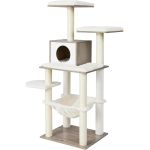 FEANDREA Ansamblu de joaca pisici, tip copac, cu culcusuri, ascunzatoare si hamac, 55x45x138 cm, alb si gri Household NewTrend