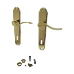 Set mânere ușă cu șilduri Combi-L BB 08/090, finisaj auriu, pentru cheie