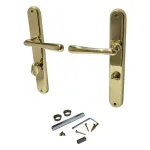 Set mânere ușă WC Elegant 08/072, finisaj auriu, cu șild lung (stânga)