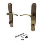 Set mânere ușă Violetta PZ 90 mm, cu șild, finisaj bronz antic (stânga)