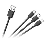 Cablu USB 3 în 1 1,2 m cu Micro-USB, USB-C și Lightning, 2A
