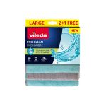 Lavete din microfibra Vileda Pro Clean cu enzime, set 2+1 buc