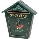 Cutie poștală Albert verde 360x90x380 mm, cu acoperiș și relief decorativ