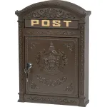 Cutie poștală Edgar maro, metalică, 315x95x445 mm, cu relief POST