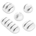 Set 5 cleme autoadezive pentru organizare cabluri, alb, universal