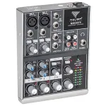 Mixer audio Azusa cu 4 canale, intrări microfon/line, format compact