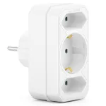 Triplu stecher cu împământare, 3 prize, max. 3500W, alb