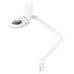 Lampă cu lupă 5 dioptrii LED 8W, braț reglabil și clemă G pentru birou