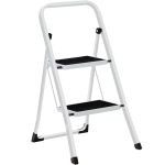 SONGMICS Scara pliabila cu 2 trepte, cauciuc antiderapant, sarcina 150 kg, otel, 45x55x82cm, alb si negru Household NewTrend