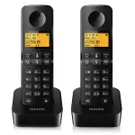 Set 2 telefoane DECT Philips D2602, negru, ecran iluminat 1,6"
