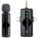 Microfon lavalieră wireless 3 în 1, 2.4GHz, USB-C/Lightning/Jack 3.5 mm