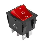 Întrerupător basculant ON-OFF-ON IRS-203-1C, 3 poziții, cu indicator roșu