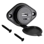 Mufă alimentare auto USB-A și USB-C QC/PD 18W pentru montaj pe panou