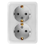 Priză dublă cu împământare 16A, montaj pe tencuială, alb