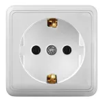 Priză simplă aplicată cu împământare, 16A/250V, albă