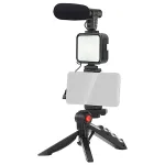 Set vlogging 4in1 Platinet cu microfon, lumină LED și trepied pentru telefon