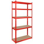 Raft metalic Rebel cu 5 polite MDF, 750 kg, 180x90x40 cm, rosu