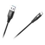 Cablu USB–Micro USB Rebel 1 m, nylon, negru – incarcare rapida si date