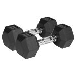 Set gantere hexagonale cauciucate 2x9 kg din fontă, Rebel Activ