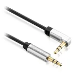 Cablu audio jack 3.5 mm tata-tata 5 m, unghi 90°, mufe aurite Sentivus