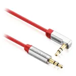 Cablu audio jack 3.5 mm tata-tata 5 m, unghi 90°, roșu Sentivus