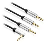 Set 2 cabluri audio jack 3.5 mm tata-tata 1 m, drept + 90°, Sentivus