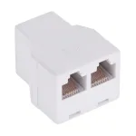 Adaptor RJ45 8P8C dublu mamă 2x mamă, alb, pentru cabluri de rețea