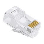 Mufă RJ45 8P8C Cat5e Pass Through pentru cablu UTP, pini aur 3µm