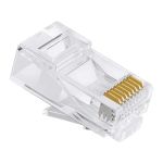 Mufă RJ45 8P8C Cat 6E Pass Through pentru cablu solid, pini aur 3µm