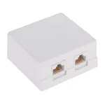 Priză dublă UTP Cat 5 pentru rețea Ethernet, montaj aparent, albă