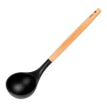 Polonic din silicon Teesa cu mâner din lemn, fără BPA, pentru vase antiaderente