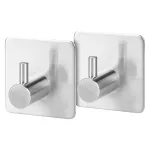 Set 2 cârlige pentru baie autoadezive Teesa, inox SUS304, până la 3 kg
