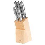 Set 5 cuțite Teesa din inox, cu bloc din lemn și mânere ergonomice
