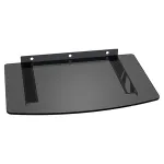Suport de perete cu poliță din sticlă pentru DVD/Blu-ray, negru, 10 kg