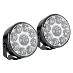 Lumini auto de zi LED 9W, 6000K, set 2 bucăți, 12V, rotunde, omologare E4