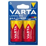 Set 2 baterii alcaline Varta LR20 (D) Longlife Max Power, 1,5V