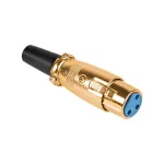 Mufă XLR mamă aurie (Gold), carcasă metalică pentru cabluri audio