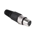 Mufă XLR mamă neagră cu 3 pini pentru cablu microfon și audio profesional