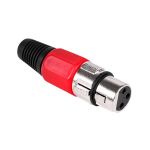 Mufă XLR mamă roșie cu 3 pini, conector audio pentru cablu