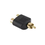 Adaptor RCA tată la 2x RCA mamă, contacte aurite (Gold) pentru audio-video