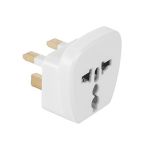 Adaptor priză UK universal alb, compact pentru călătorii și uz zilnic