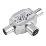 Splitter TV metal 1 la 2, priza TV mama la 2x TV tata, 5–1000 MHz